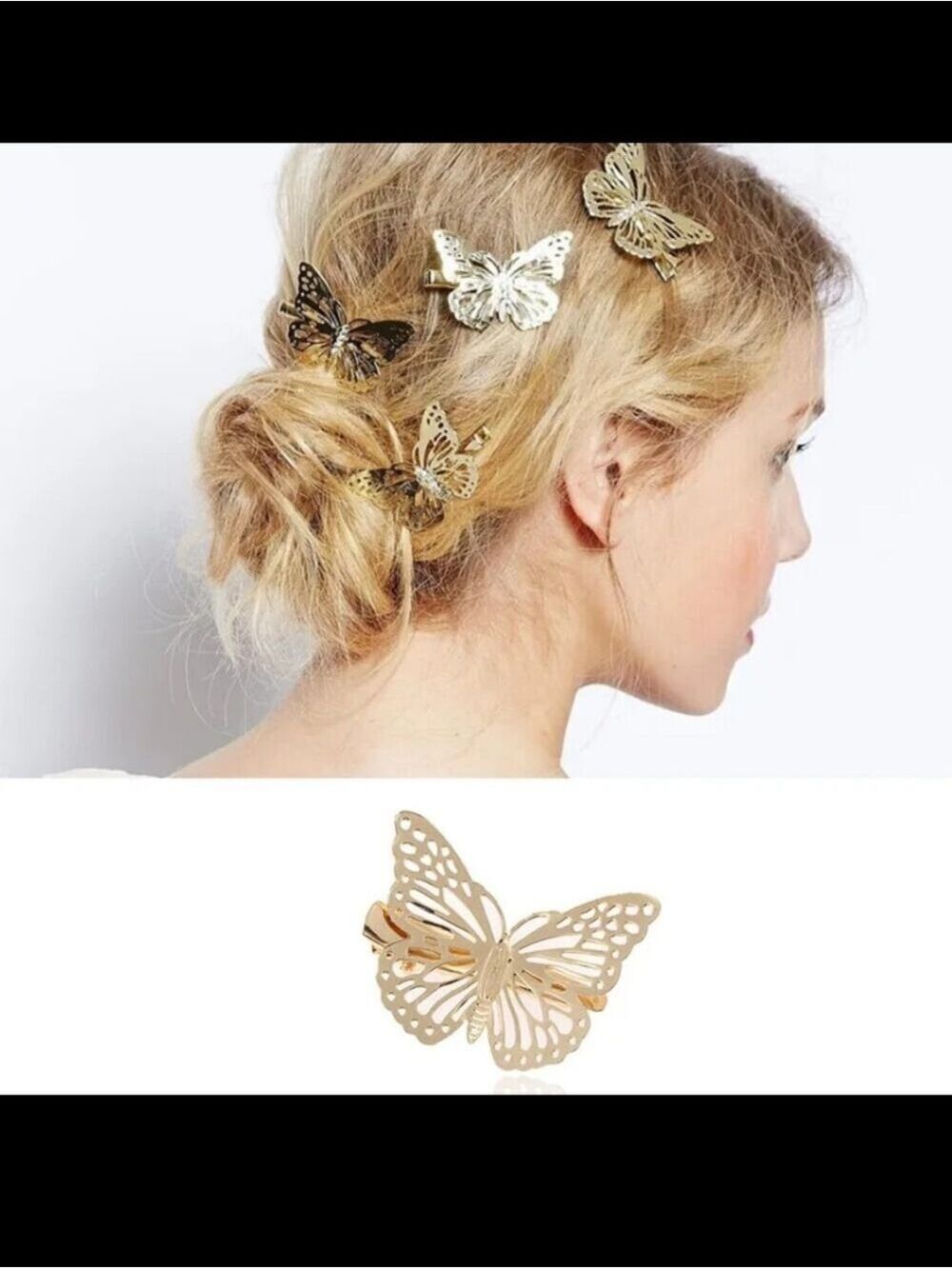 Gold Plated Butterfly Hair Clip Women Accessories